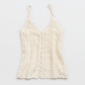Aerie cream sweater button front tank top